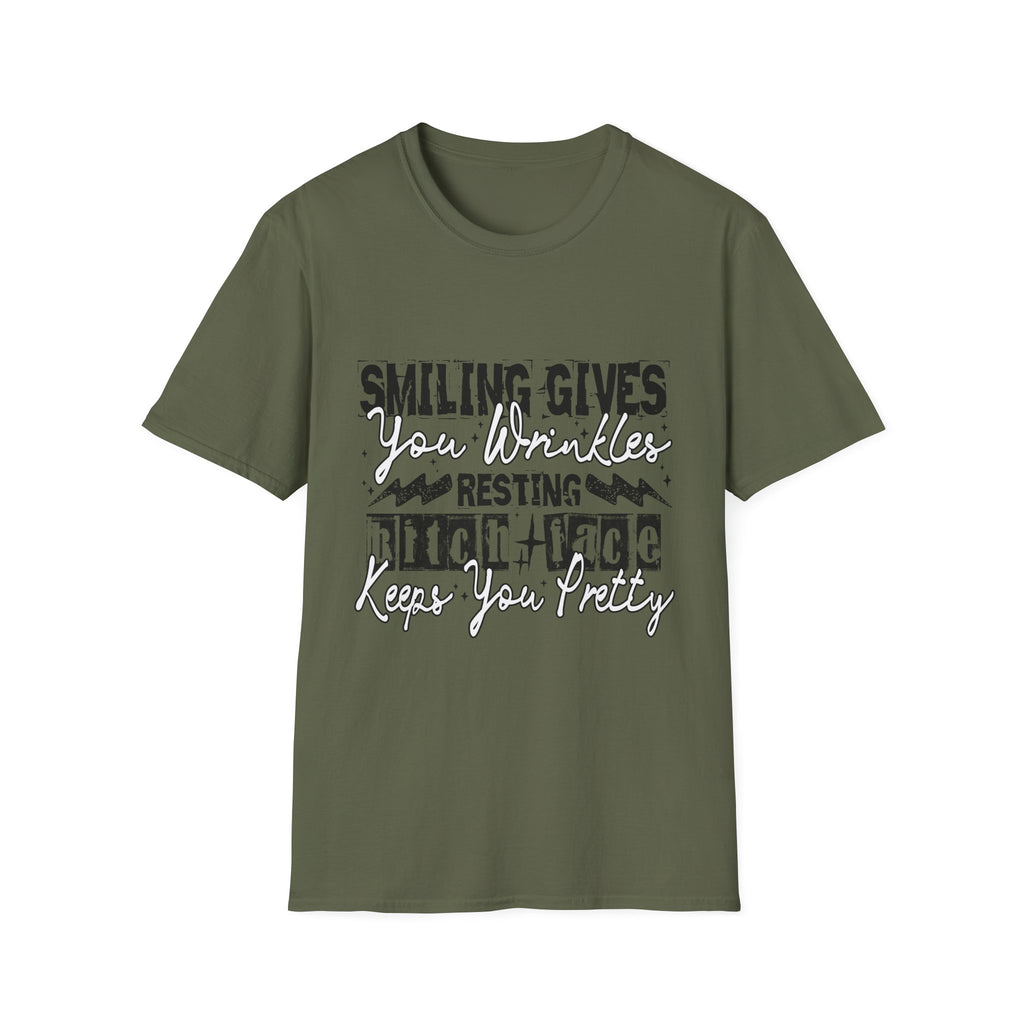 "Smiling Gives Your Wrinkles, Resting Bitch Face Keeps You Pretty" Funny Quote Tee